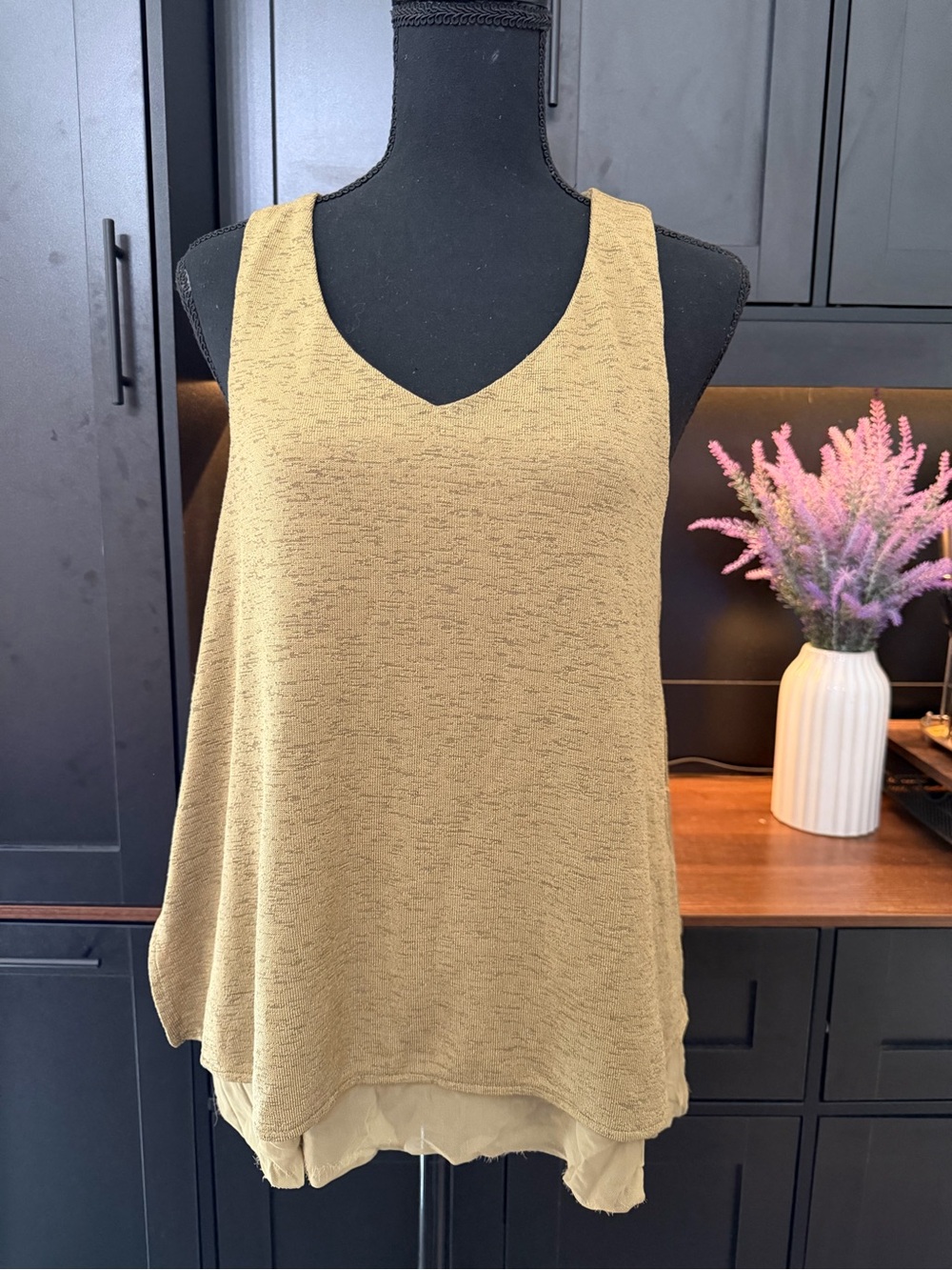 Mango Layered V-Neck Tank Top - Mustard